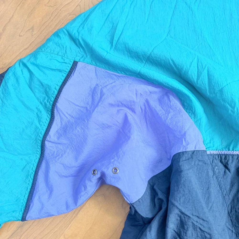 Vintage Adidas Half Zip Windbreaker XL Teal Purple 80s 90s Trefoil Jacket Y2K